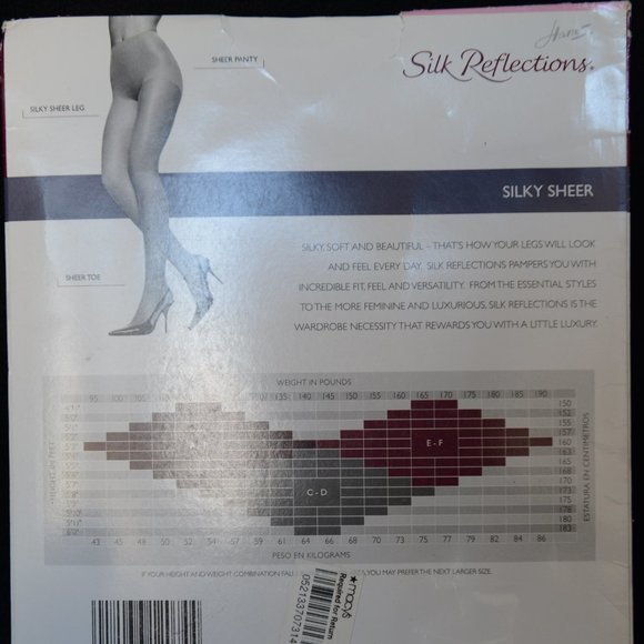 Hanes Silk Reflections Non-Control Top Sheer Toe Pantyhose, Style 715 size E/F - Picture 2 of 2